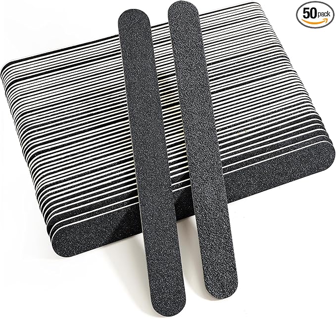 Canvalite Nail File Large Emery Boards for Nails 100/180 Grit Nail Files for Natural Nails Manicure Pedicure Tool for Home and Salon Use 50PCS, Black