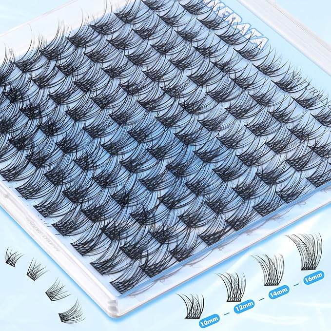 PHKERATA Natural Eyelash Clusters Wispy Lashes Clusters C Curvature 110 pcs Cluster Eyelash Extensions DIY 3D Individual Lashes with Soft Lash Band, 10-16 mm Mix