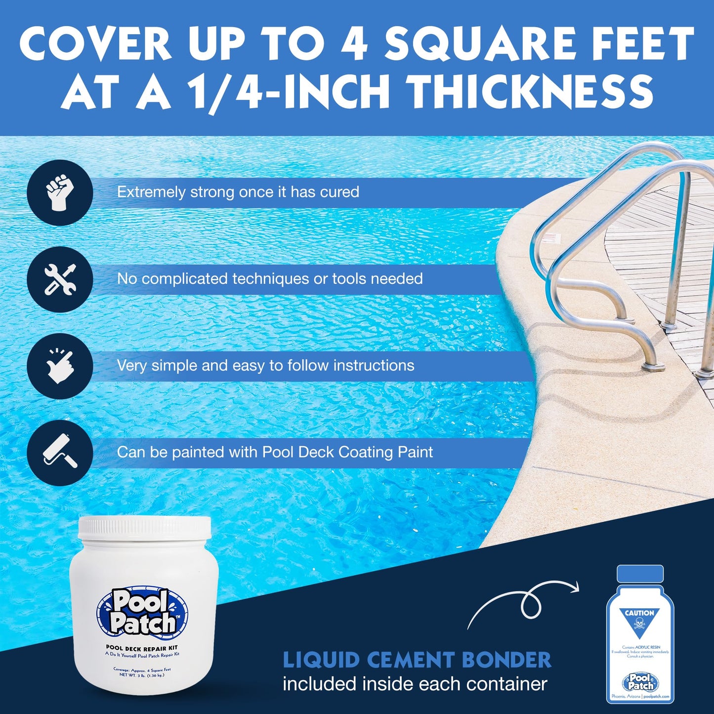 Pool Patch Pool Deck Repair Kit - Sand Buff 3lb Cool Deck Patch DIY Patio Repair