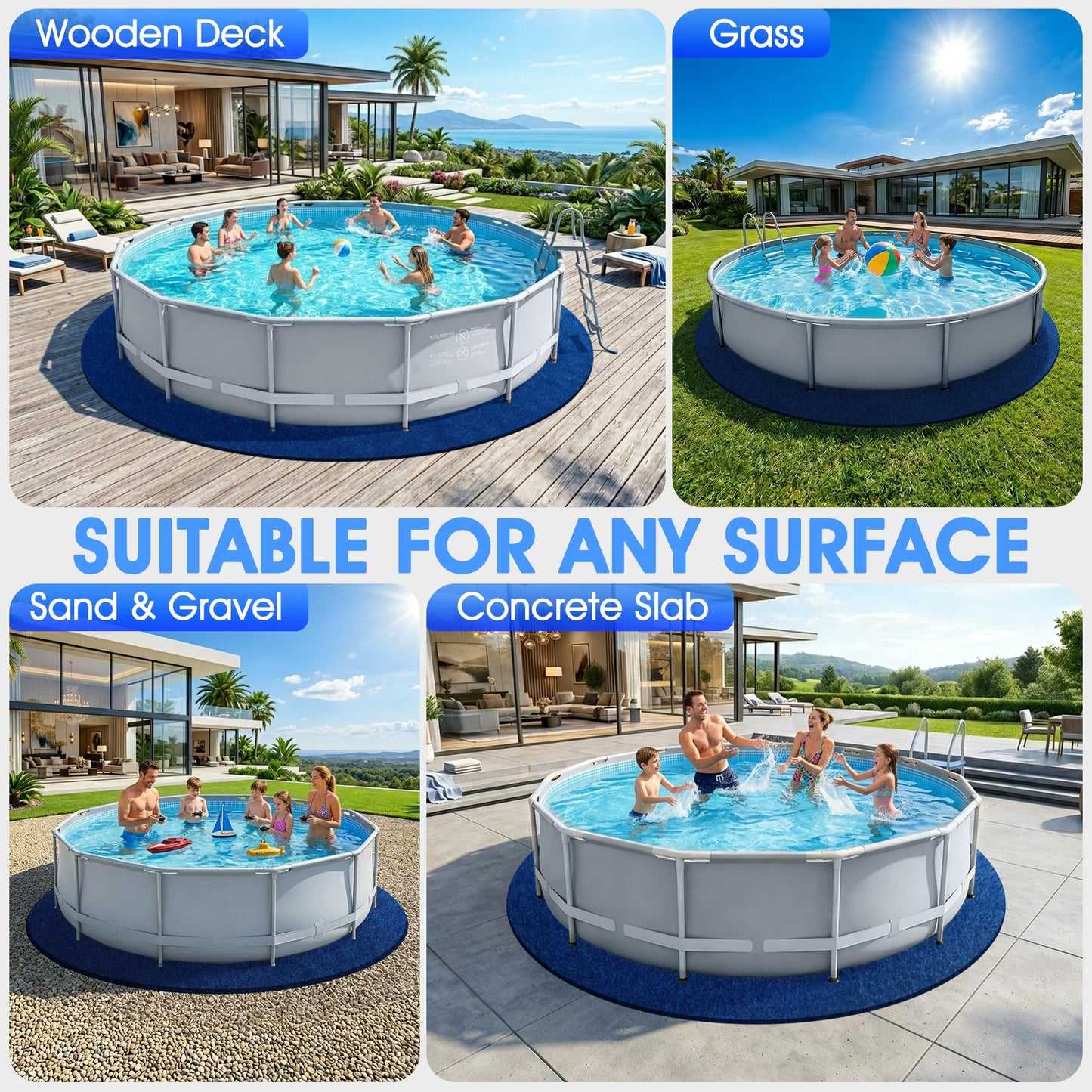 15FT Round Heavy Duty Pool Liner Pad Above Ground,[2026 New Pool Pad 360G/M² Thicker]Under Pool Padding,Pool Mats for Pool Bottom,Above Ground Pool Underlayment,Prevents Puncture&Extends Liner Life