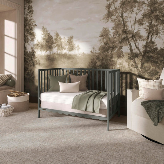 Dream On Me Synergy Wave 5-in-1 Convertible Crib in Seagrass, JPMA & Greenguard Gold Certified, Converts from a Baby Crib to a Toddler Bed, Daybed, and Full-Size Bed
