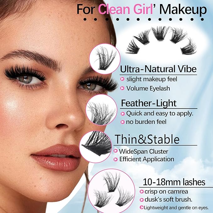 YIDUO 60D+80D+100D Lash Cluster Kit 3 style Volume Clusters Lashes Eyelashes Kit 696Pcs Wispy 10-18mm DIY Individual Eyelash Extensions Wholesale Combo Pack with Glue|Tweezers|Removers