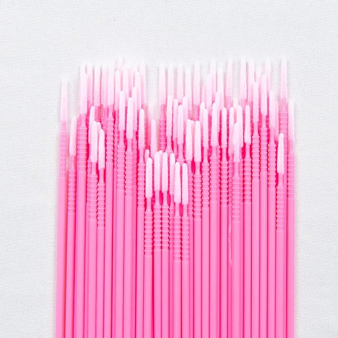 i-Laesh 200 pcs Micro Brushes - Microswabs for Eyelash Extensions - Applicators Brush for Lash Mascara Wand, Eye Dental Lashes, Eyebrow, and Personal Care - Pink (Replacement - Pro Grip)