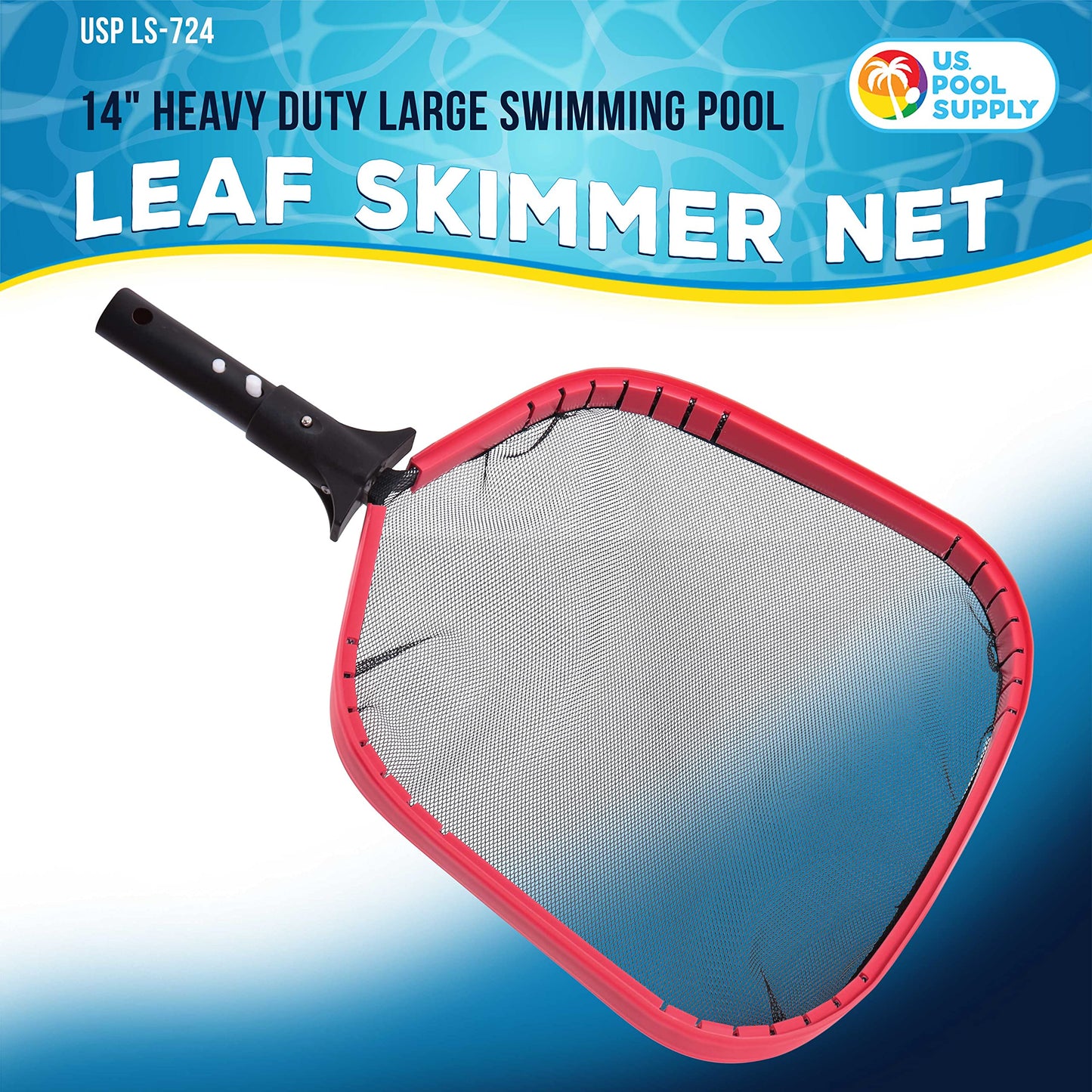 U.S. Pool Supply Professional Heavy Duty Large Swimming Pool Leaf Skimmer Net - Strong Reinforced Aluminum Frame for Faster Cleaning & Easier Debris Pickup and Removal - Clean Pools, Spas, Ponds