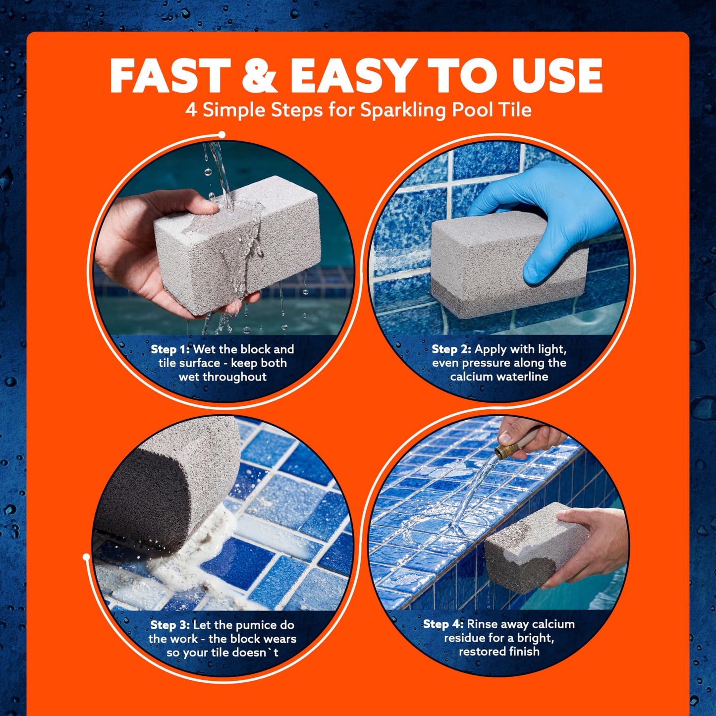 Pumie 2-Pack Pumice Stone for Pool Tile Cleaning - Calcium Remover for Tile & Plaster Stain - Cleaner for Calcium Build Up - Grout & Concrete Scouring - Pool Blok PB-12-5.75x2.87x2.87