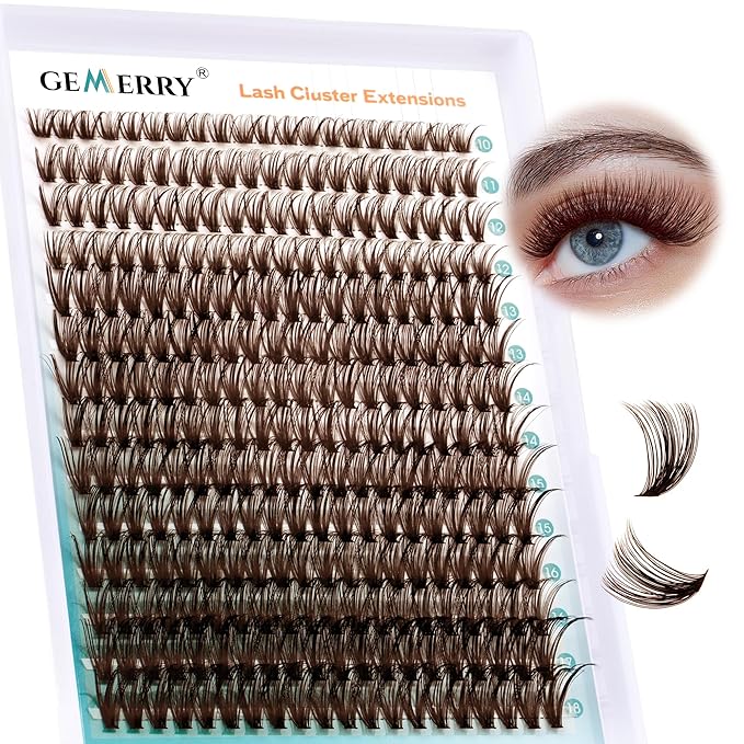 Brown Lash Clusters 280PCS Eyelash Clusters Natural Looking Individual Lash Extenison Fluffy Cluster Lashes DIY Lashes at Home by GEMERRY（40P-10-18mm-Brown)