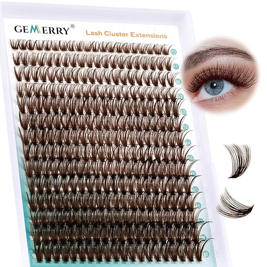 Brown Lash Clusters 280PCS Eyelash Clusters Natural Looking Individual Lash Extenison Fluffy Cluster Lashes DIY Lashes at Home by GEMERRY（40P-10-18mm-Brown)