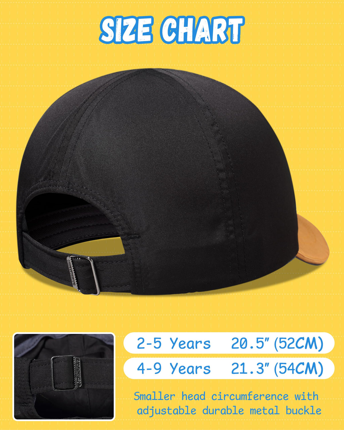 GADIEMKENSD Toddler Baseball Hat with Kaleidoscope Pattern, UV Protection Baby Sun Cap for Kids, Breathable Toddler Baseball Caps for Boys Girls Summer Beach School Yellow Black 4-9Y