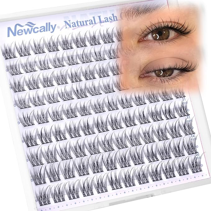 Natural Short Lash Clusters 9-12MM Cluster Eyelash Extensions C-curly Wispy Eyelash Clusters Individual Lashes DIY Lash Extension at Home for Beginners by Newcally