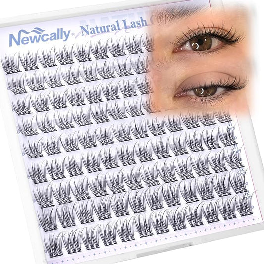 Natural Short Lash Clusters 9-12MM Cluster Eyelash Extensions C-curly Wispy Eyelash Clusters Individual Lashes DIY Lash Extension at Home for Beginners by Newcally