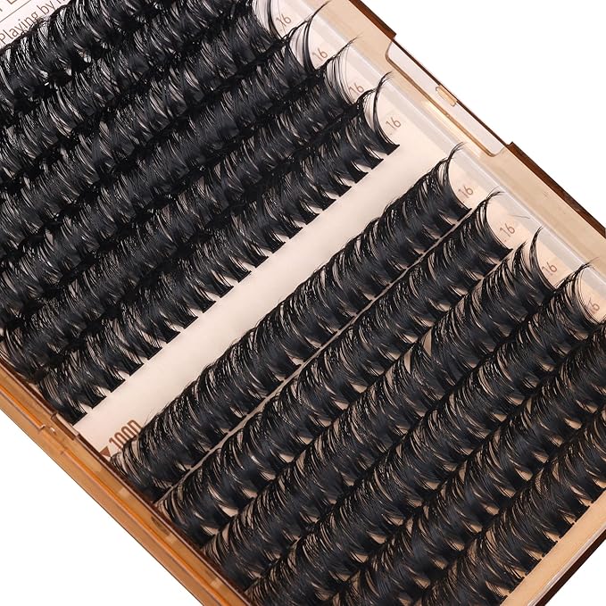 Geeneiya 16MM Volume Lash Clusters Kit DIY Lash Extension Kit D Curl Eyelash Extensions with Waterproof Lash Bond and Seal Waterproof Tweezers,Only 16MM, 80D+100D