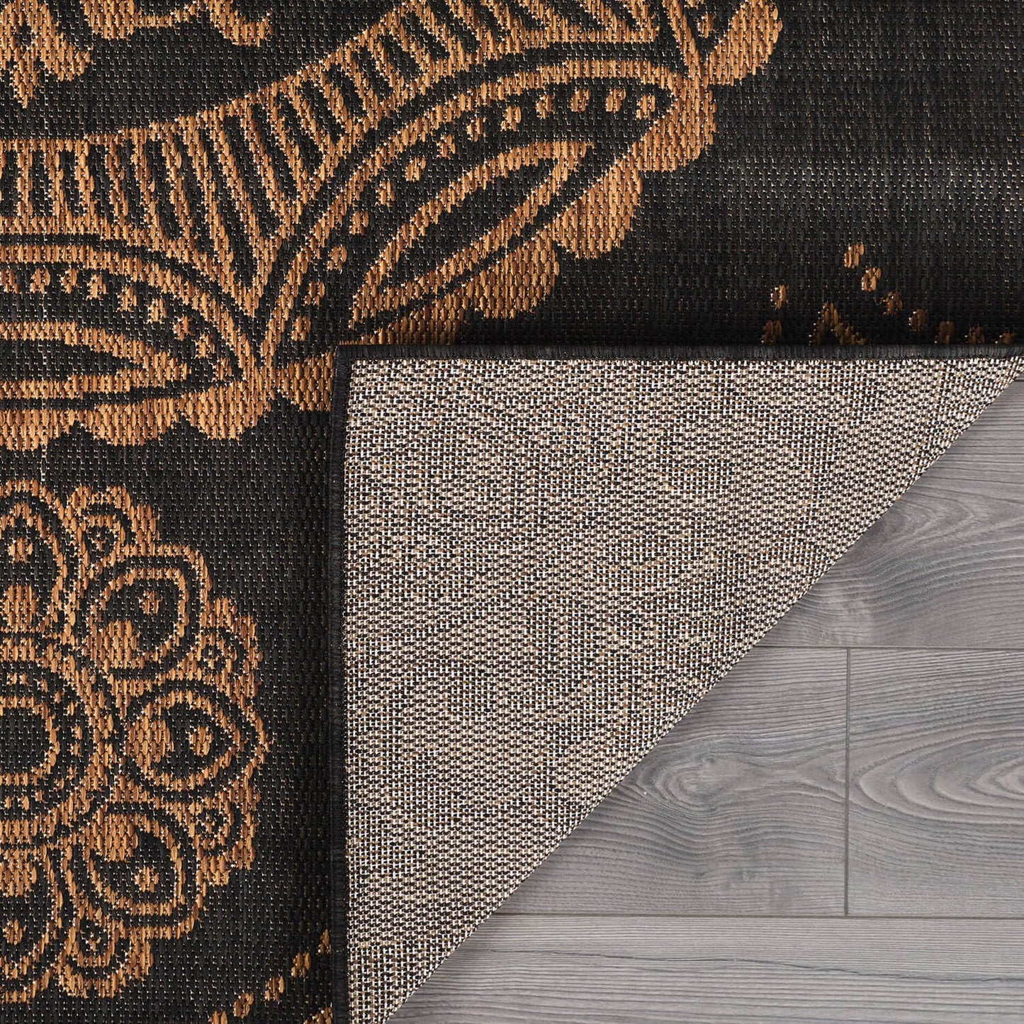 LuuL Home Medallion Outdoor Rug 10x14 Washable Outside Carpet for Indoor Patio Porch Waterproof Easy Cleaning Non Shedding Area Rugs Nut Brown 10 x 14