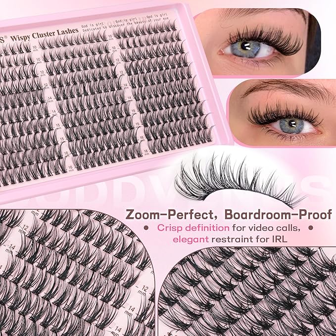Goddvenus Lash Clusters Kit Wispy Eyelash Clusters Lashes Natural DIY Lash Extension Kit 10-16mm Cluster Eyelash Extensions Kit 300pcs C Curl Individual Lashes Cluster Eyelash (No Tweezers)