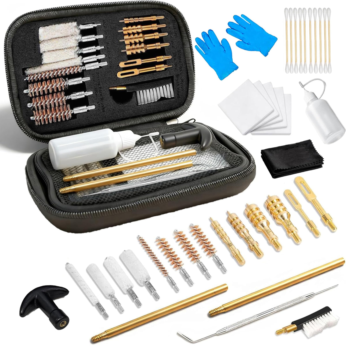 TactiClean Handgun Cleaning Kit, 25 in 1 Universal Gun Cleaning Kit for .22 .357 .38/9mm .40 .45 Caliber, Pistol Cleaning Kit Gun Brush Tools Gun Accessories