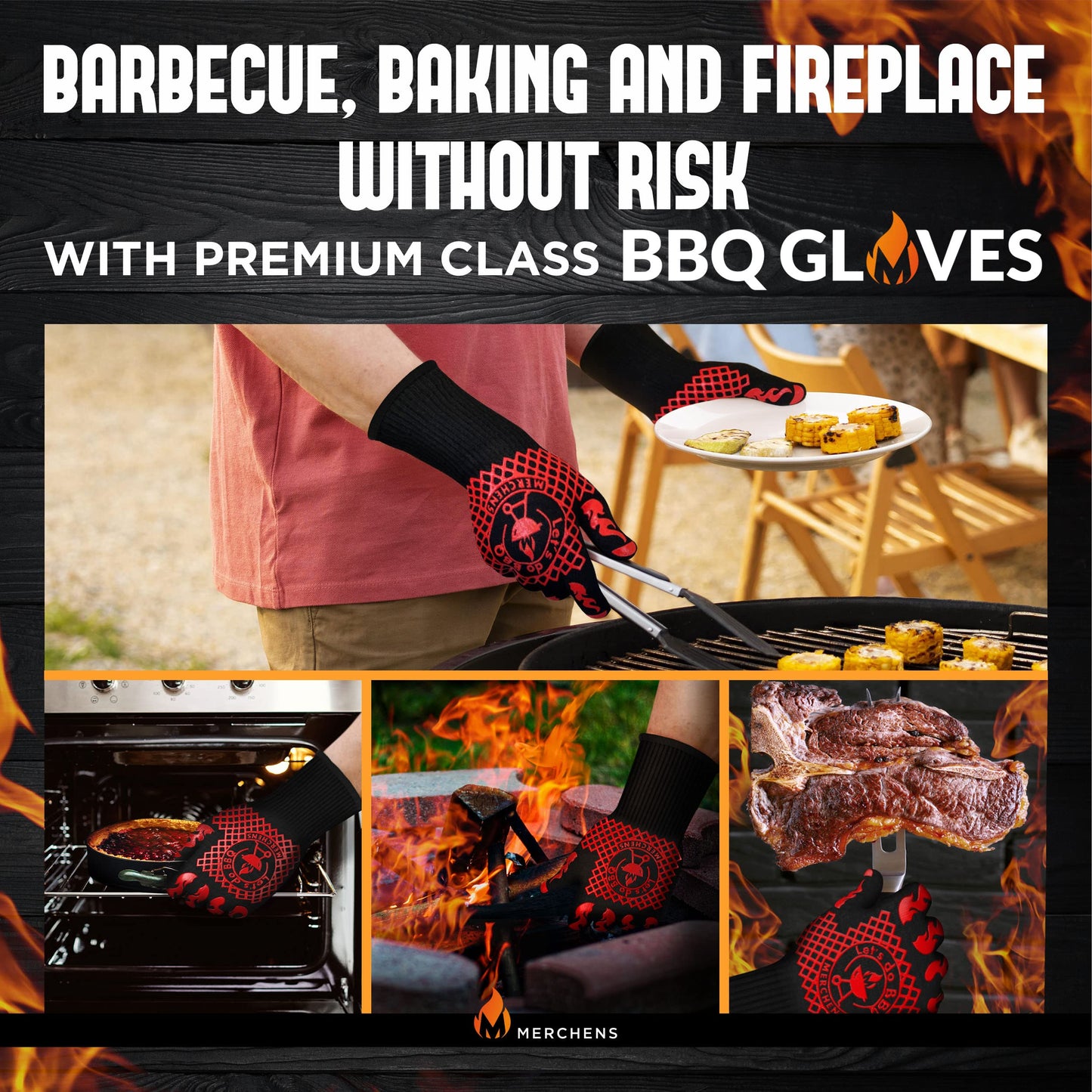 BBQ Grill & Oven Gloves 1472°F Heat Resistant – Fireproof, Non-Slip Silicone Mitts for Grilling, Smoking & Baking – Extra-Long Protection – Includes Storage Case & Luxury Gift Box | Pro Series