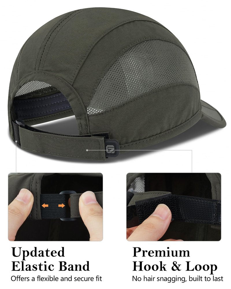 GADIEMKENSD Outdoor Running Hat Men's Dri Fit Cooling Sports Hats Quick Dry Golf Hats UPF50+ Baseball Cap Breathable Airy Mesh Dad Caps for Workout Camping Tennis Hiking Army Green M