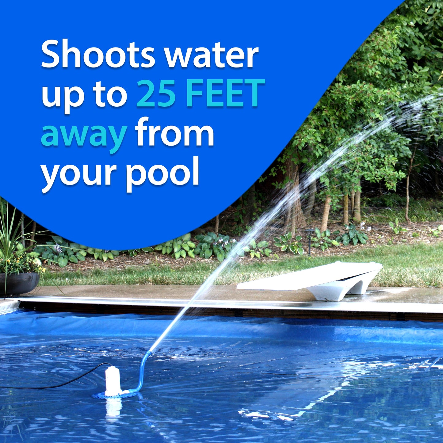 CoverBlast Pool Cover Pump Attachment - USA-Made & Patented Pool Cover Pump Hose Alternative w/ 25ft. Range - Easy-To-Install & Use Year-Round - Replaces Traditional Hoses (Light Blue)