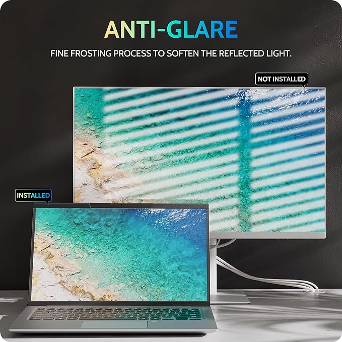 Peslv Magnetic Laptop Privacy Screen 16 inch for 16:10 Computer Monitor, 16" Removable Anti Glare Protector Blue Light Filter Shield Compatible with Lenovo Hp Dell Acer Asus Thinkpad Envy Xps
