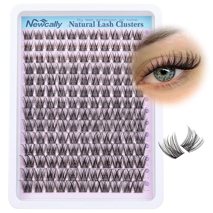 Cluster Lashes Wispy Natural Eyelash Clusters DIY Lash Extension C-curly Cluster Eyelash Extension 10-16MM Individual Lashes Thin Lash Band by Newcally