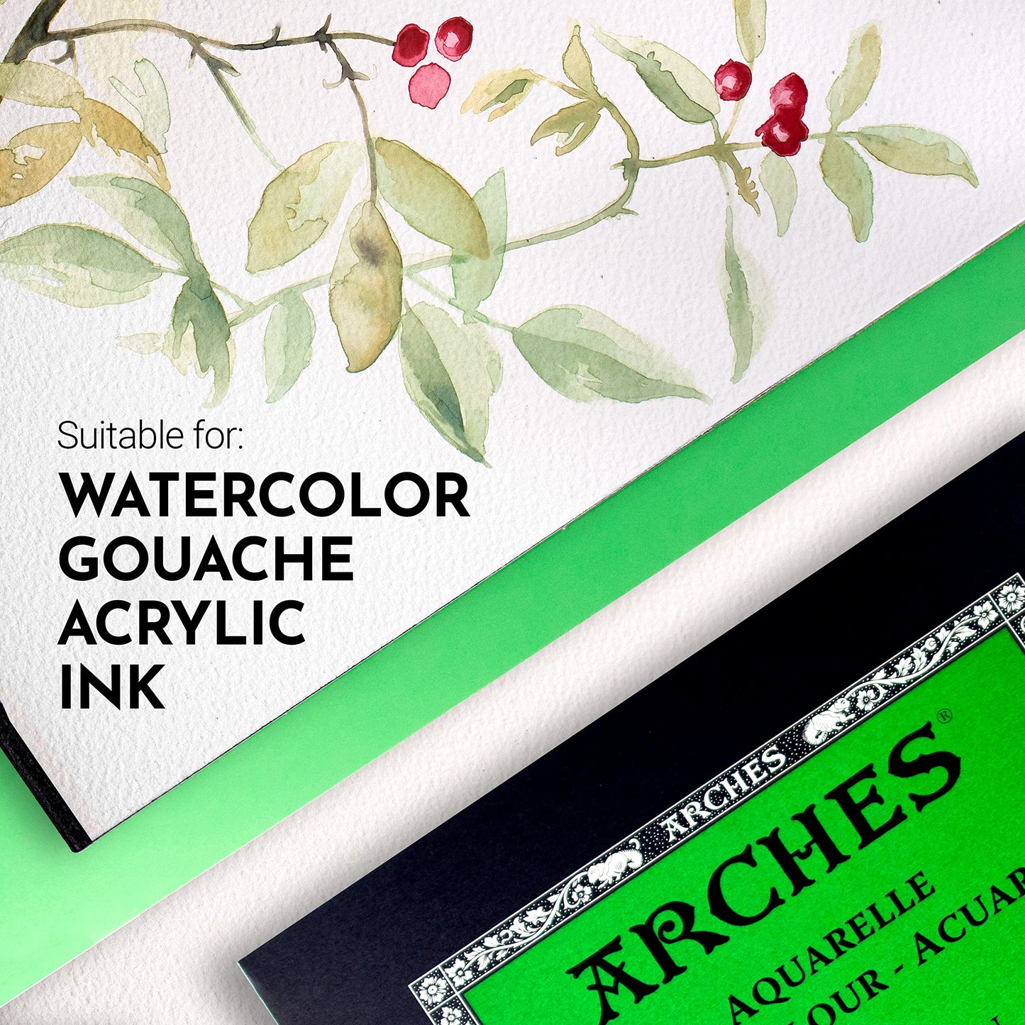 Arches Watercolor Pad, Cold Press, 9x12 inches, 12 Sheets - Professional Art Paper for Watercolor Gouache Ink Acrylic