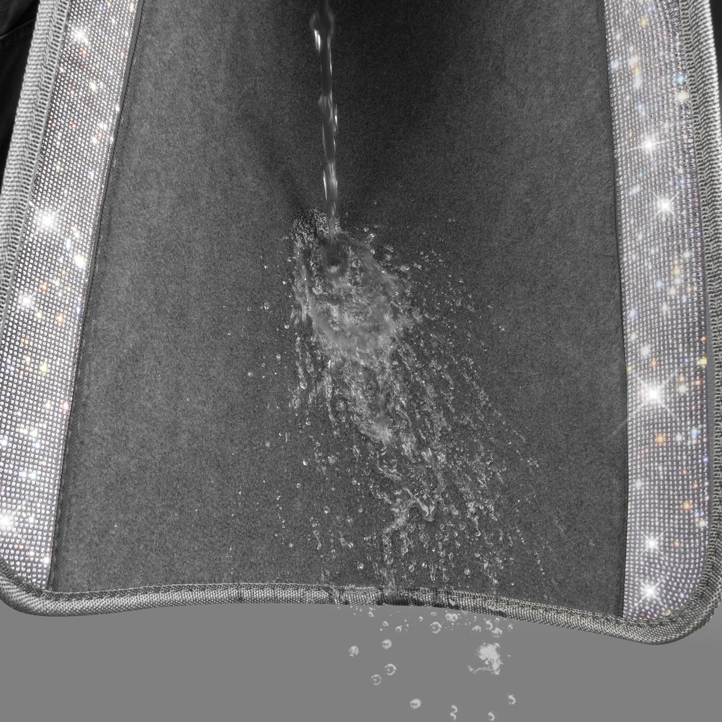 CAR PASS Bling Diamond Car Mats Shining Carpet Crystal Rhinestones Sparkly Glitter Floor Mats with Anti-Slip PVC Heel Pad Universal Fit for Automotive SUV, Sedan, Car, Van, 4pcs for Girl Women, Gray