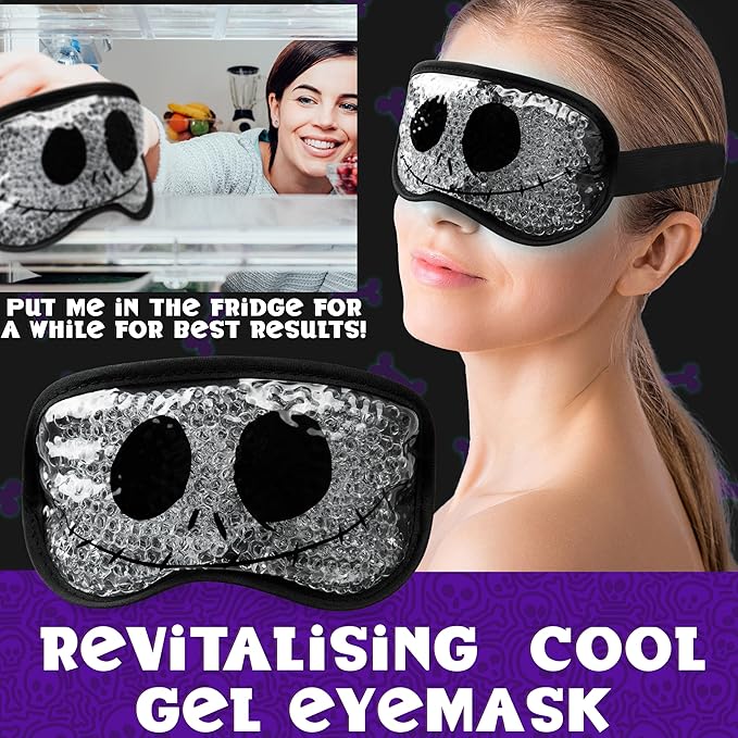 Disney The Nightmare Before Christmas Beauty Accessories Set for Women, Teens with Eye Mask Eye Pads Headband Claw Clip Pampering Gifts for Women, Wife, Girlfriend (Black)