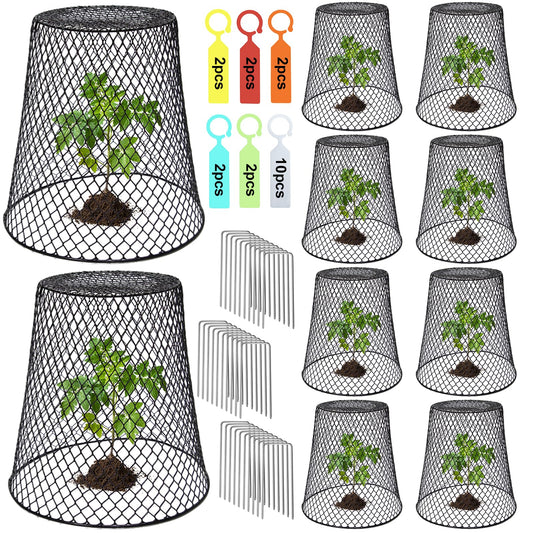 Dukelai 10 Pcs 9.13"Ã9.13" Chicken Wire Cloche Plant Covers Garden Netting Metal Heavy Duty Plant Protectors from Animals for Keeping Bunnies Chicken Squirrels Birds Other Out