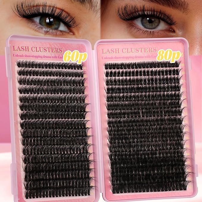 Volume Lash Extension Kit Thick Cluster Eyelash Extensions 10-18MM Lash Clusters 640Pcs Individual Lash Extensions DIY Lashes Clusters with Lash Bond and Seal Lash Tweezers