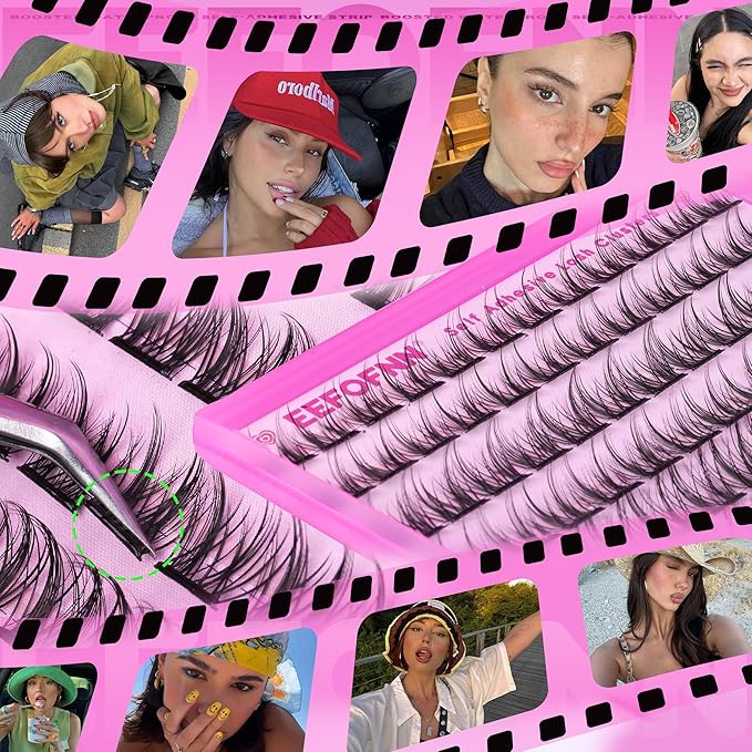 EEFOFNN Self Adhesive Eyelashes Natural Self Adhesive Lash Clusters Wispy Press on Lashes 10-16mm Pre Glued Eyelash Clusters Glueless Individual Lashes No Glue Cluster Eyelash Extensions (No Tweezers)