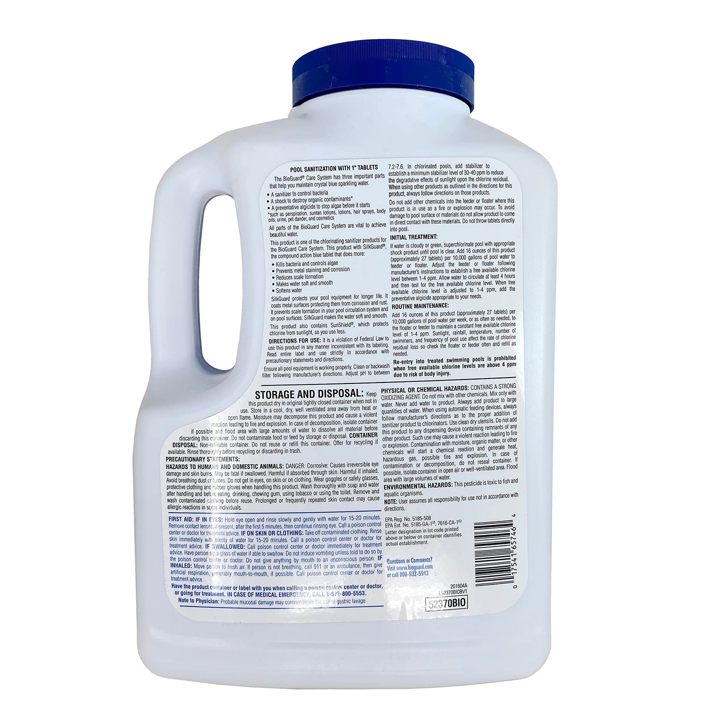 BioGuard SilkGuard Complete 1” Chlorinating Tablets, 4.5 lb, Chlorine Tablets for Sanitizing Swimming Pools