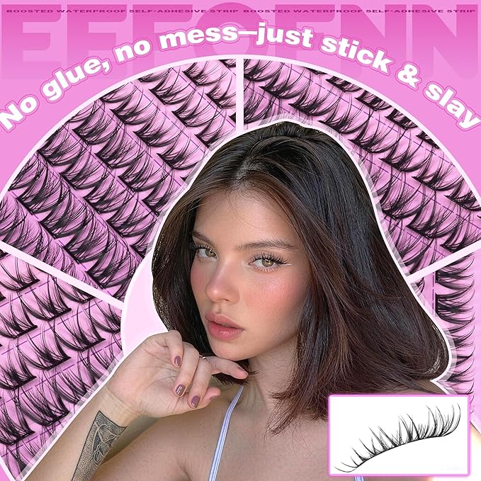 Lash Clusters Natural Eyelash Clusters Wispy Lashes Clusters C Curl Cluster Eyelash Extensions 8-14mm Lash Cluster Invisible Band Individual Lashes Bunny Cluster Lashes by Eefofnn