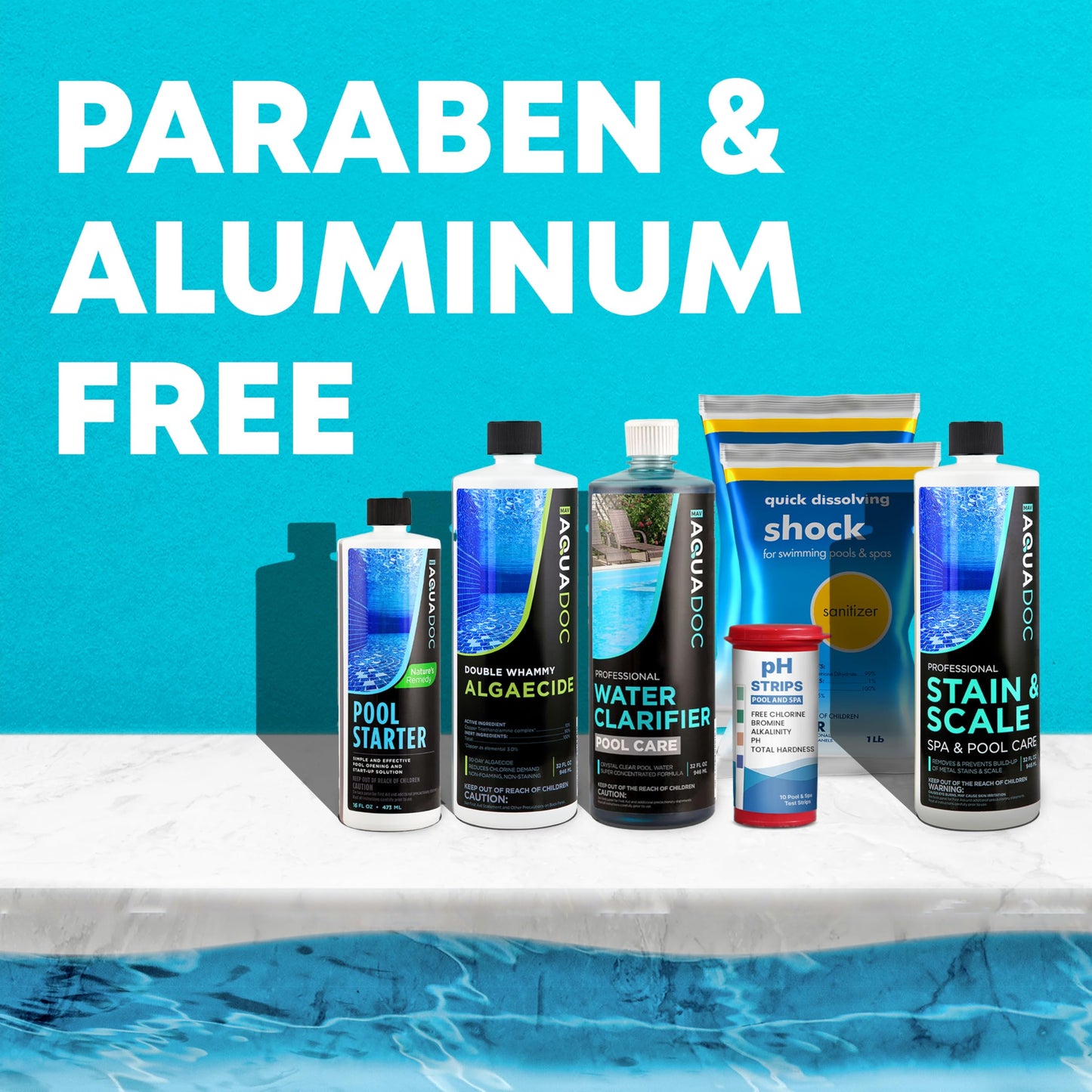 Pool Opening Kit - Pool Starter Kit for Inground Pool & Above Ground Pool Chemical Starter Kit to Open Your Pool - AquaDoc Pool Start Up Chemical Kit Designed for 15000 to 20000 Gallon Pool