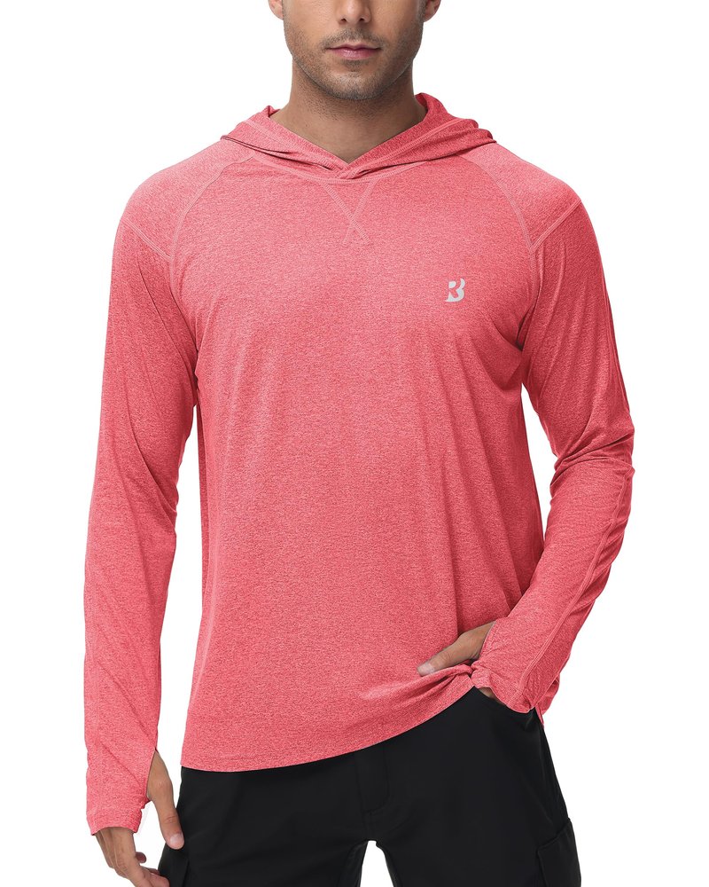 Roadbox Mens UPF 50+ Fishing Shirts, Long Sleeve UV Sun Hoodie, Hiking Running Swim Athletic Workout Shirt