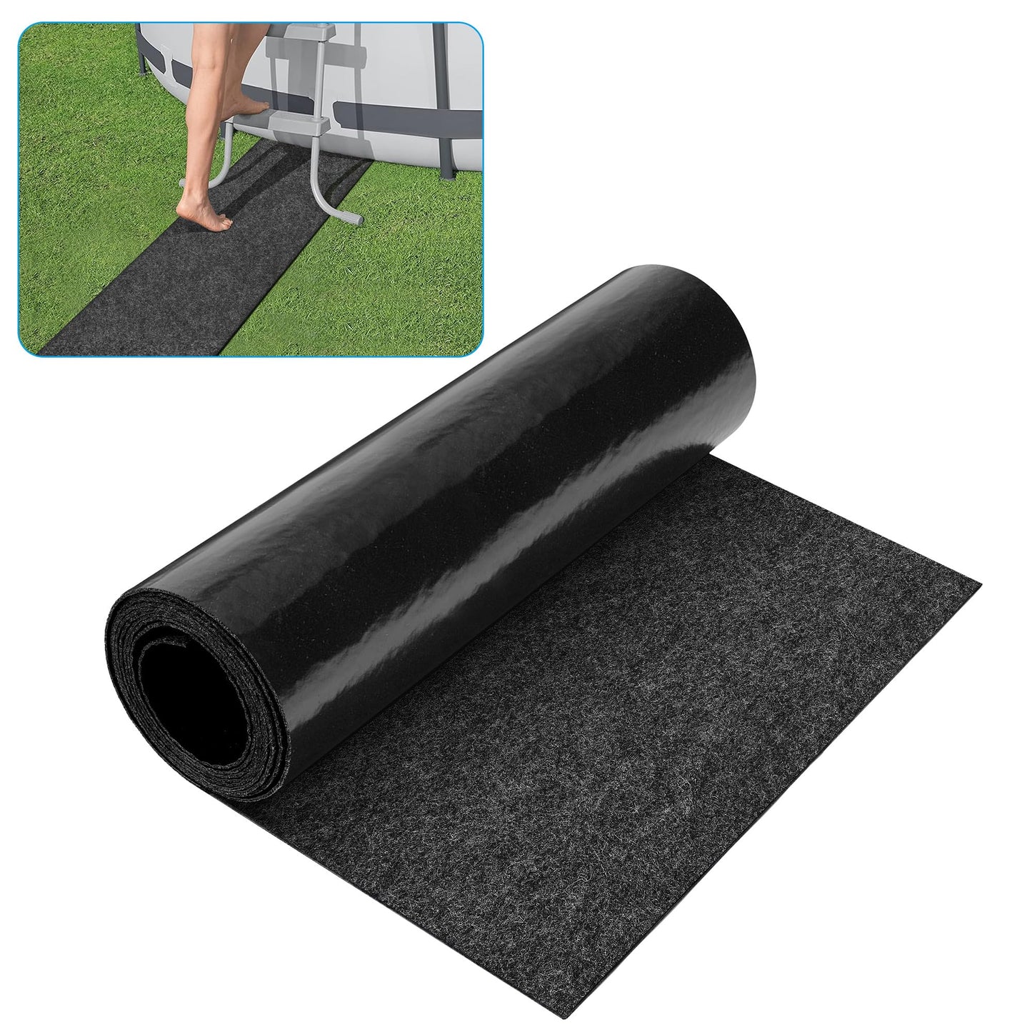 codree 10 Ft x 16 Inch Above Ground Pools Pathways- Absorb Water Pools Ground Walkways- Pool Spa Floor Mat Pad for Above Ground Pools, Spas, Hot Tubs
