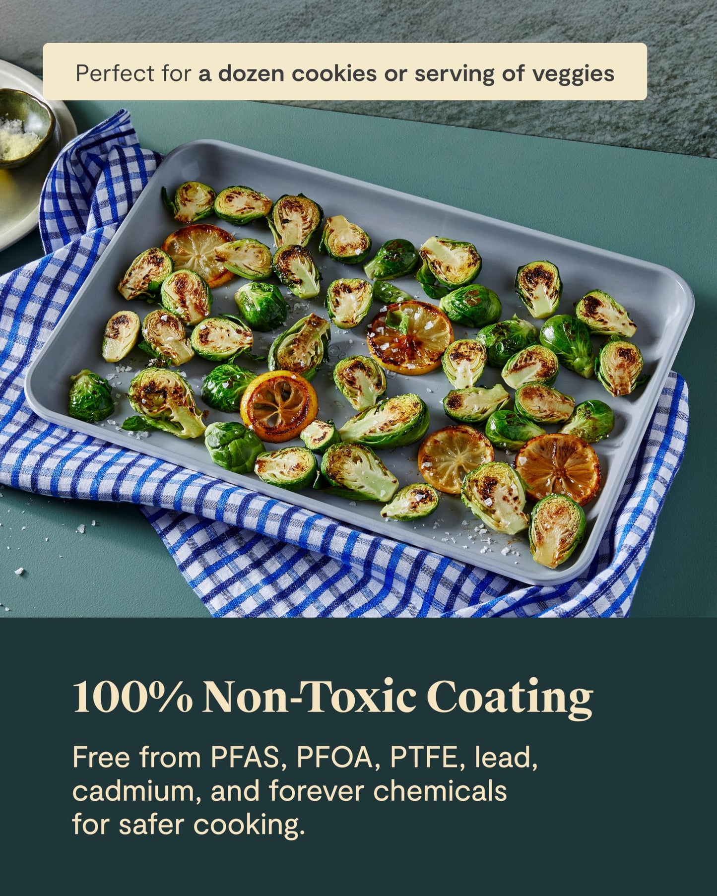 Caraway Non-Stick Ceramic Medium Baking Sheet - Naturally Slick Ceramic Coating - Non-Toxic, PTFE & PFOA Free - Perfect for Baking, Roasting, and More - Medium (15" x 10") - Slate