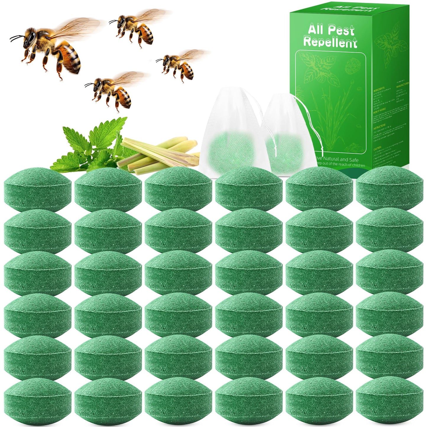 36 Pack Wasp and Bee Repellent Outdoor, Natural Peppermint Oil Carpenter Bee Repellent for Yellow Jackets, Hornets, Mud Wasps Deterrent for Indoor Outdoor Patio Garden Porch, Pet and Human Safe
