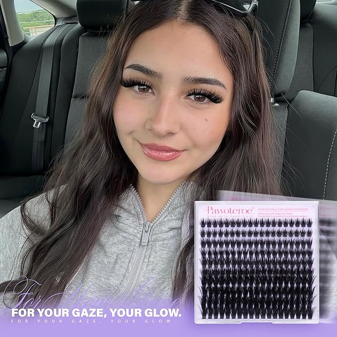 Pawotence Wispy Lash Clusters 12-20mm Cluster Eyelash Extensions 190pcs Individual Lashes Clusters Fairy Spikes Eyelash Clusters Lashes Extension for DIY at Home
