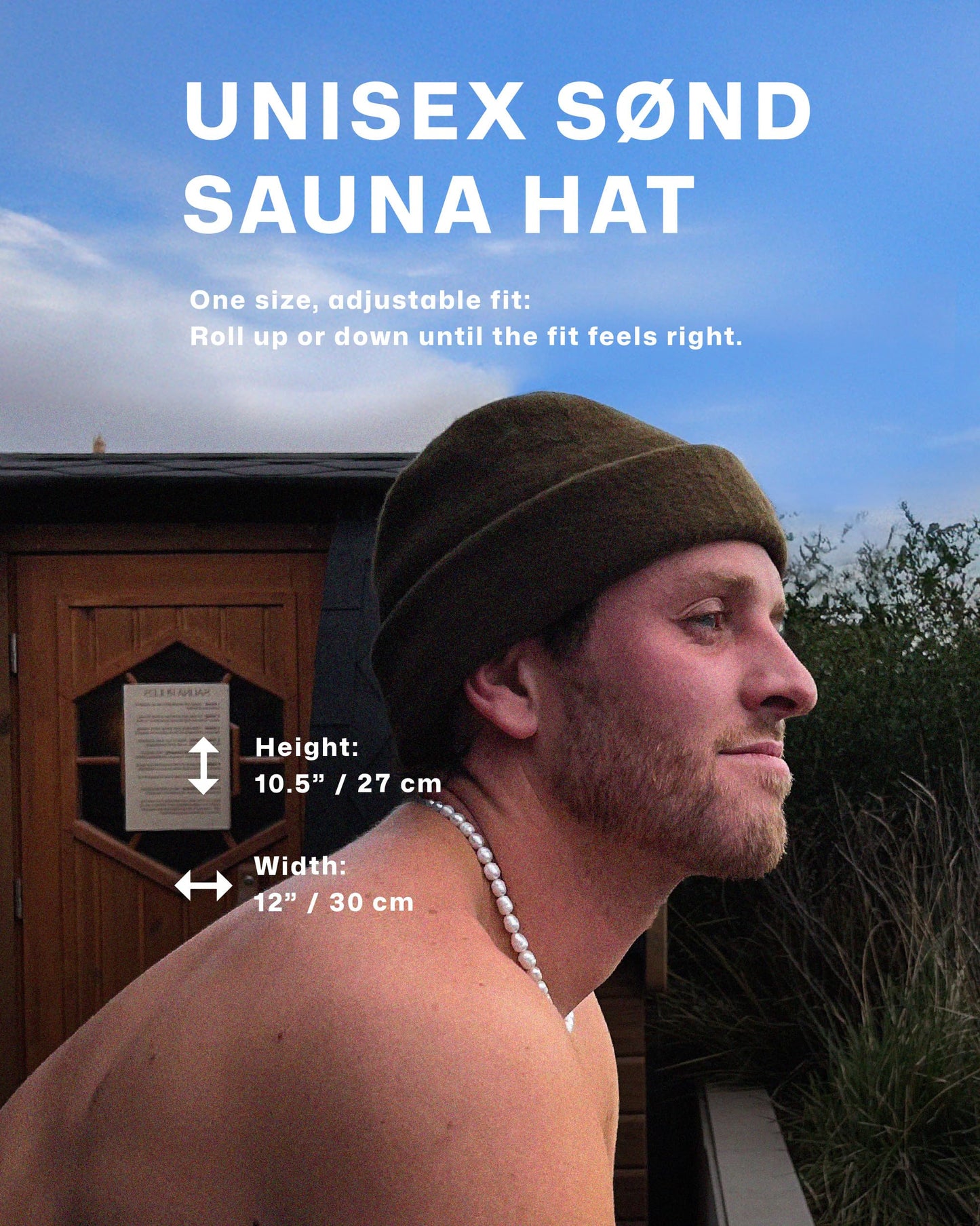 SØND - Sauna Hat for Men & Women - Merino Wool Heat Insulation & Hair Protection - Wool Sauna Cap & Banya Hat - Sauna Accessory - Beanie Style - Green