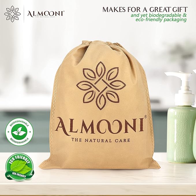 Almooni Premium Egyptian Exfoliating Loofah Pad Body Scrubber - Rectangular loofa Shape - Made with Natural Egyptian Shower lufa Sponge that Gets You Clean, Not Just Spreading Soap (2 Pack)
