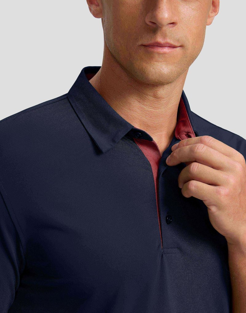 Men's Golf Shirts Dry Fit Moisture Wicking Performance Short Sleeve Collared Polo Shirts for Casual Tennis Bussiness (Navy, XXXL)