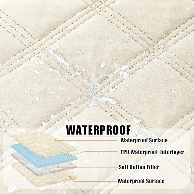 Smiry Waterproof Dog Bed Cover Blanket 52x82, Soft Reversible Pet Blanket, Washable Leakproof Cats Dogs Couch Cover for Sofa, Couch, Furniture, Beige/Beige