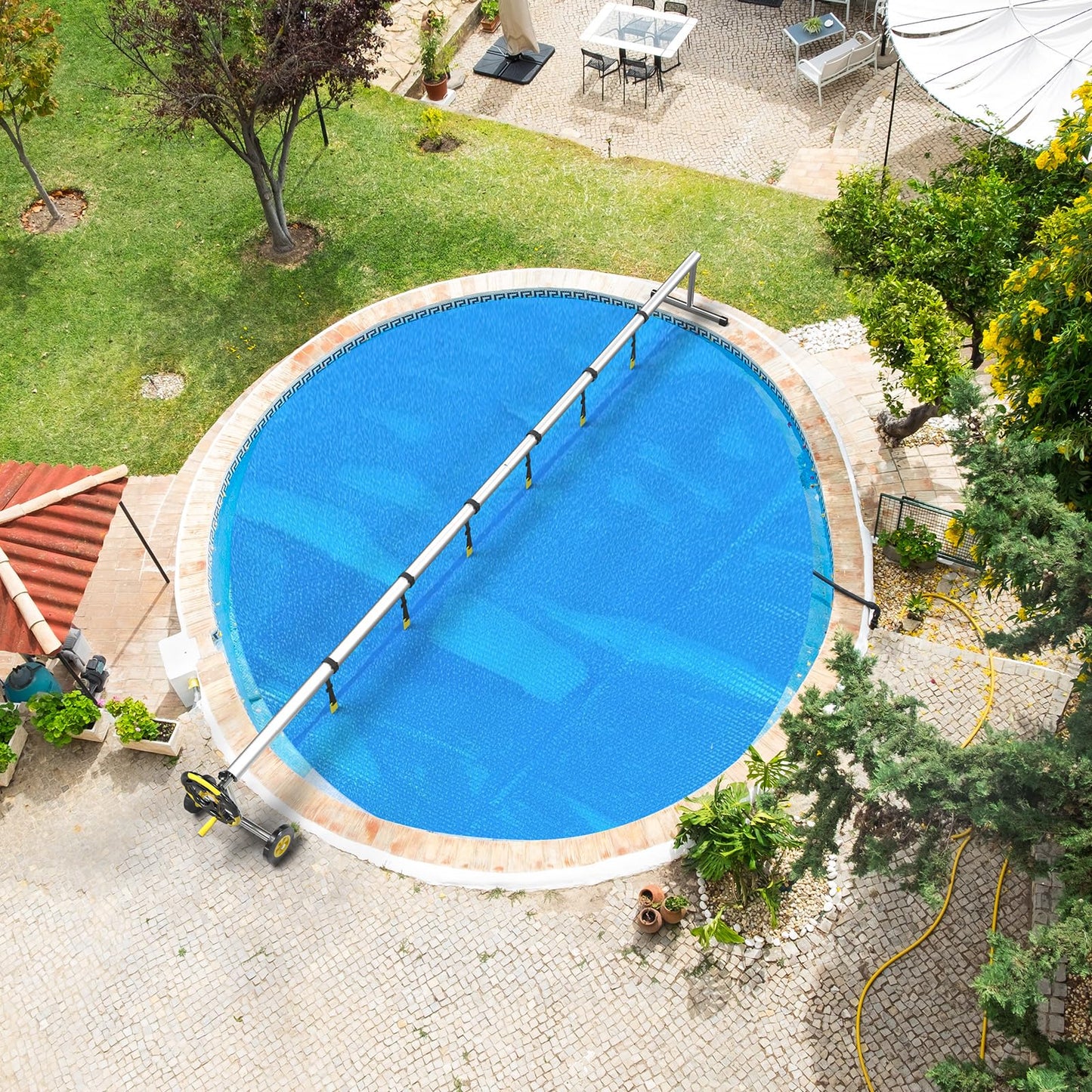 VINGLI 12Mil Solar Pool Cover, Rectangle Solar Blanket-Heavy Duty Solar Pool Cover for Above Ground Pool-Pool Solar Cover for Inground Pool (Blue, 18' Round)