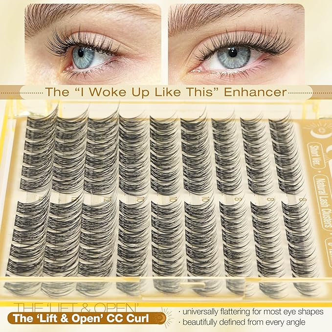 8-12MM Natural Lash Clusters Short Eyelash Clusters Clear Band Cluster Lashes Extensions Wispy Individual Lashes CC Curve Fluffy Pestañas Postizas Naturales 108PCS Cluster Eyelash Extensions