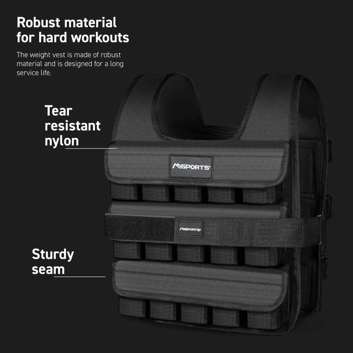 MSPORTS Premium Weighted Vest for Women & Men – Adjustable 11–65 lb, Running Vest, Walking Weighted Vest, Tactical Style Training Vest for CrossFit, Strength, Cardio & Home Workouts (Black, 11 lb)