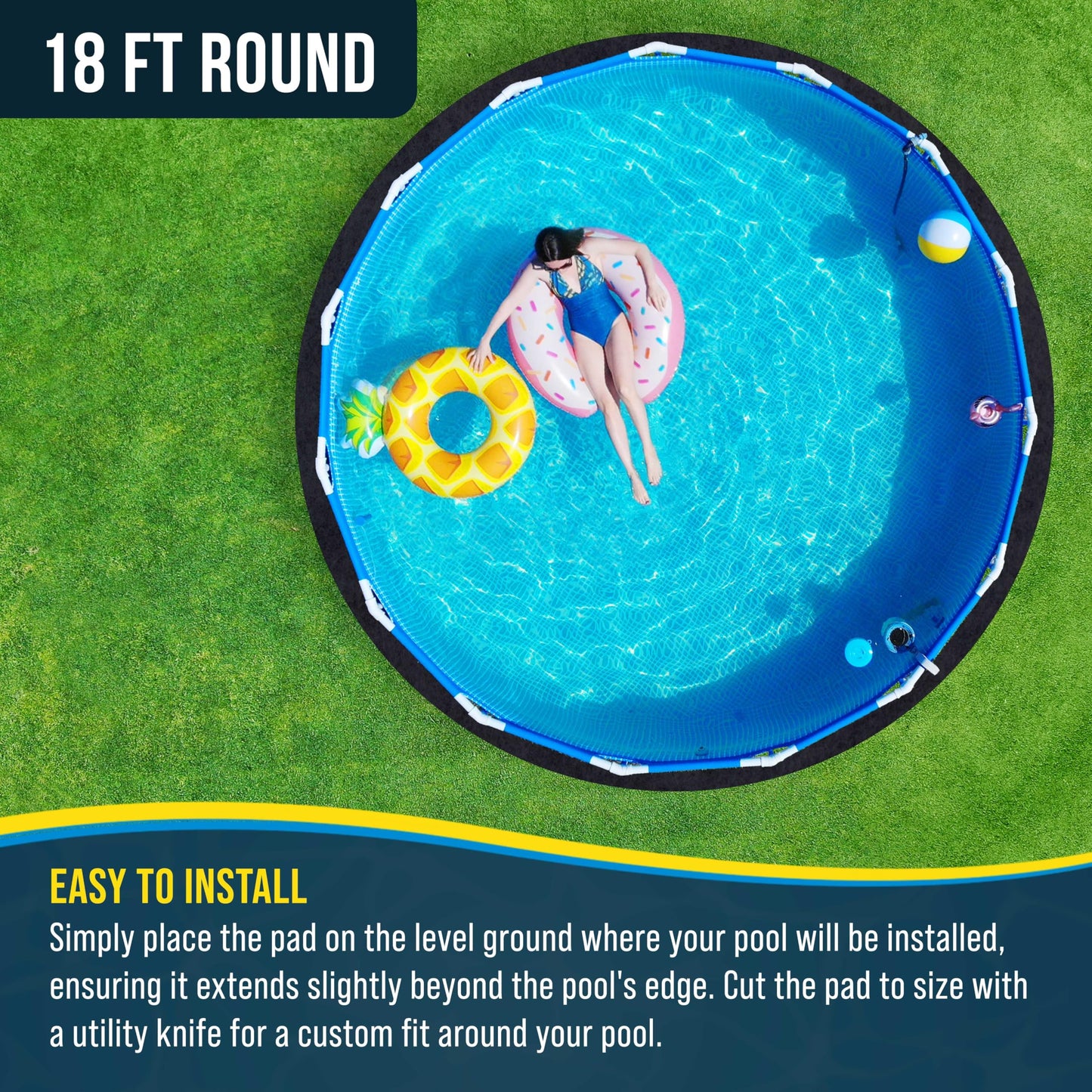 U.S. Pool Supply Ground Shield 18-Foot Round Heavy Duty Pool Liner Pad for Above Ground Swimming Pools - Protects Pool Liner, Prevents Punctures, Weed Barrier, Eco-Friendly Fabric - Extends Liner Life