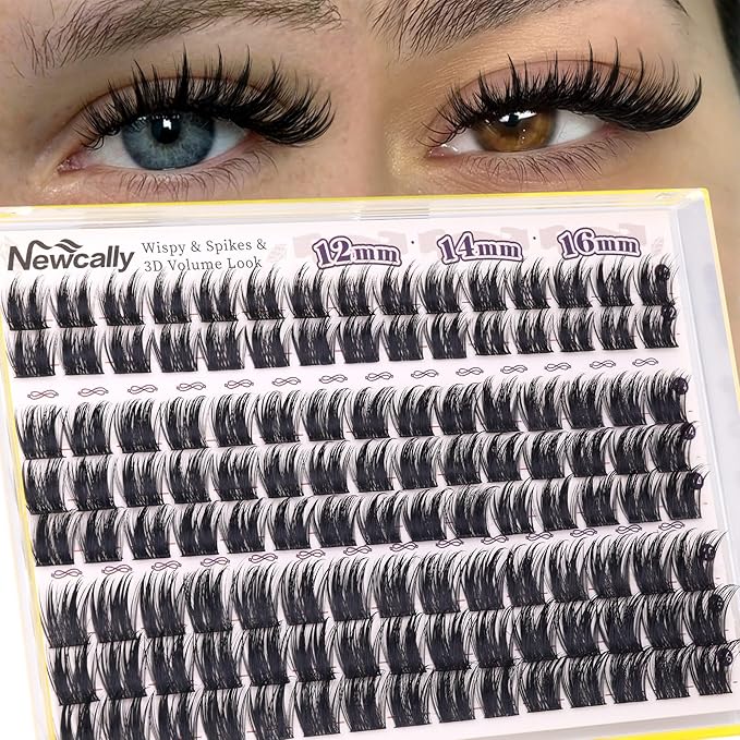Lash Clusters with Spikes Wispy Eyelash Clusters 12-16MM Manga Volume Cluster Eyelash Extensions CD-Curly Individual Lashes Anime Fluffy Cluster Lashes by Newcally