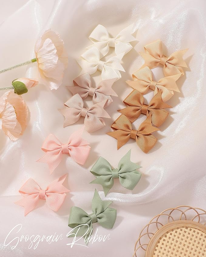 doboi 60PCS 2'' Baby Hair Clips Small Bows Fully Lined Grosgrain Boutique Solid Ribbon Mini Bows for Girls Teens Infants Kids Toddlers Newborn