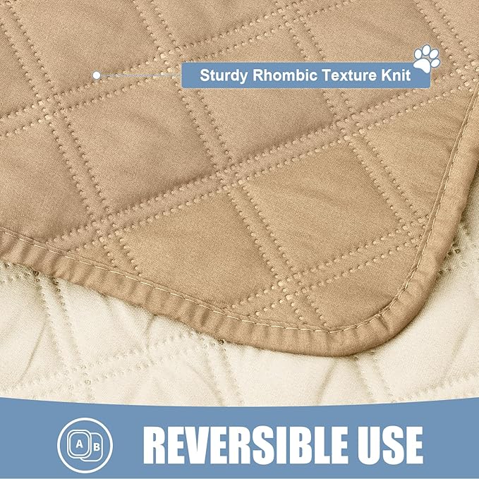 Smiry Waterproof Dog Bed Cover Pet Blanket, Soft Washable Dog Blanket for Furniture Bed Couch Sofa Reversible, Checkered (40"x90", Camel/Beige)