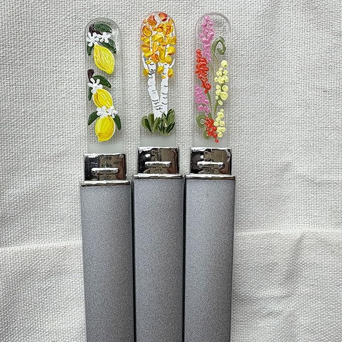 Hand-Painted Glass Nail File Ã¢ÂÂ Czech Crystal Manicure File with Lemon Design, Gentle Durable Nail Care Tool, Gift for Women