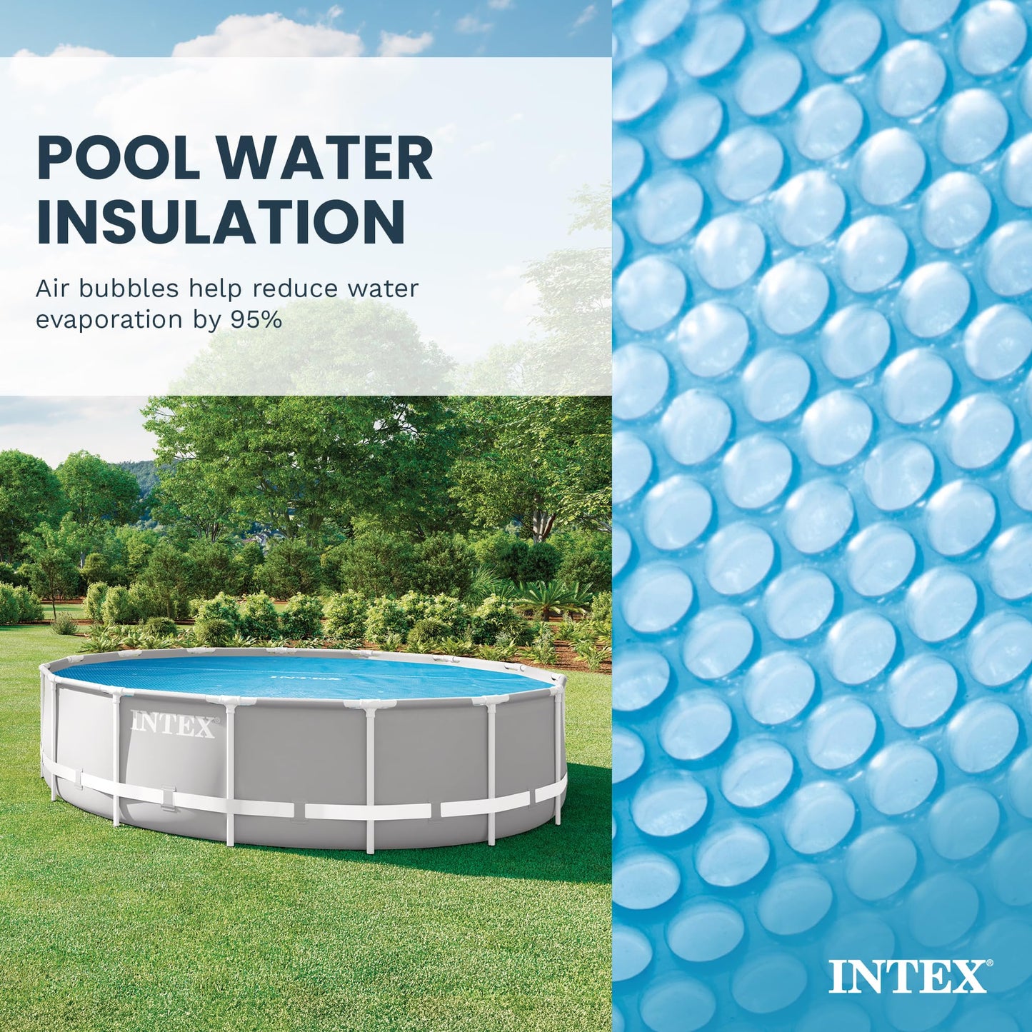 INTEX 28013E Solar Pool Cover: for 15ft Round Easy Set and Metal Frame Pools – Insulates Pool Water – Reduces Water Evaporation – Keeps Debris Out – Reduces Chemical Consumption
